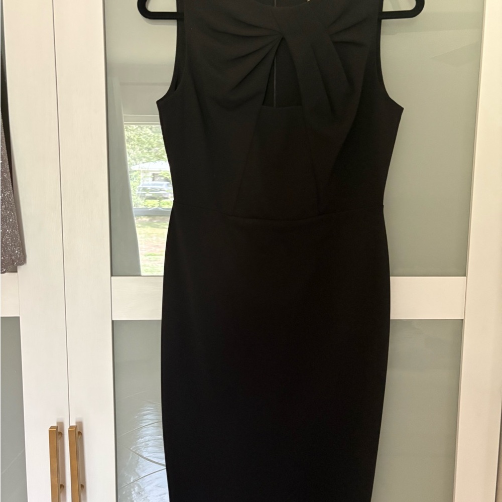 Calvin Klein Black Halter Sheath Midi Dress